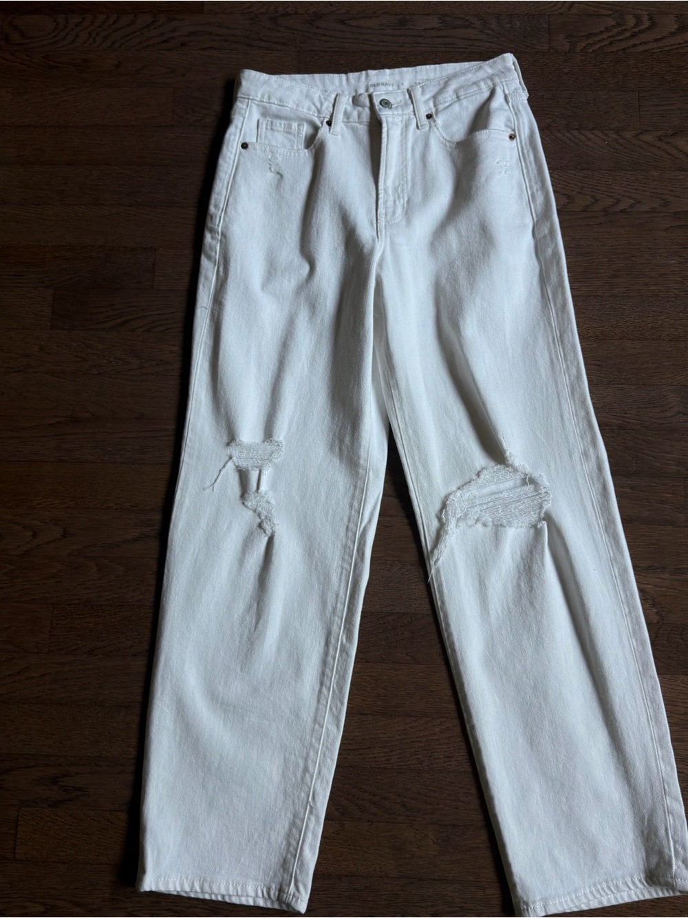 White Distressed High-Rise Jeans